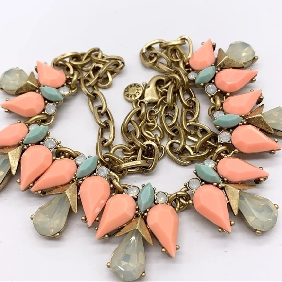 J. Crew Peach Mint Opalescent Jeweled Necklace - Picture 2 of 3